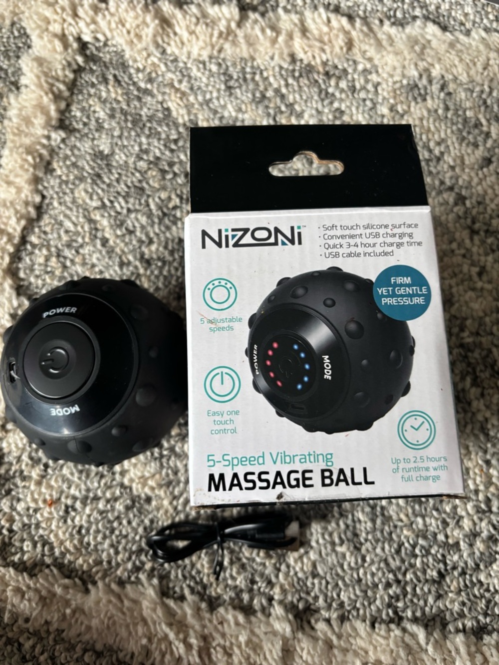 Black 5-Speed Vibrating Massage Ball